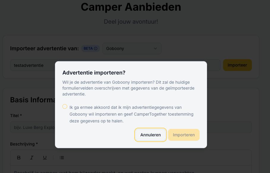 Uitleg van de overstapservice van Camper Together